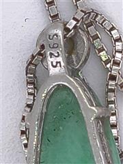 Synthetic Jade Stone Necklace 925 Silver 3.14g